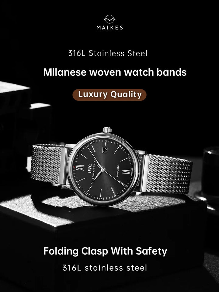 316L Stainless Steel Milanese Watch Strap 20–22mm for Rolex, Omega, IWC, Breitling – MAIKES