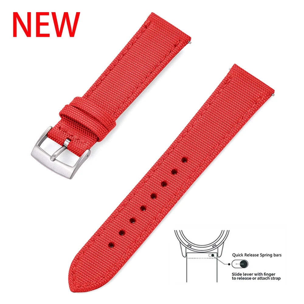 NATOBELT High Quality Canvas Nylon Leather Quick Release Sailcloth Watch Strap 18mm 20mm 22mm Replacement Watchbands