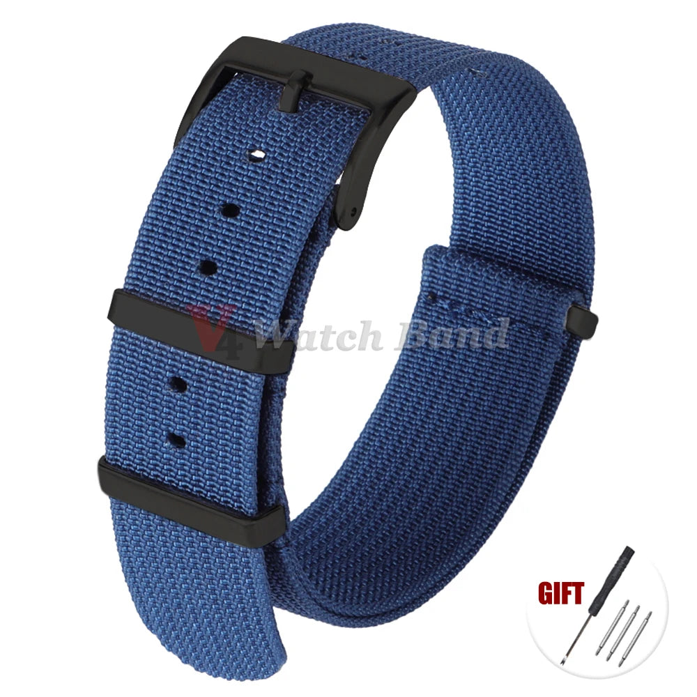 Universal Fabric Nylon Watch Strap with Black Buckle (20/22mm)