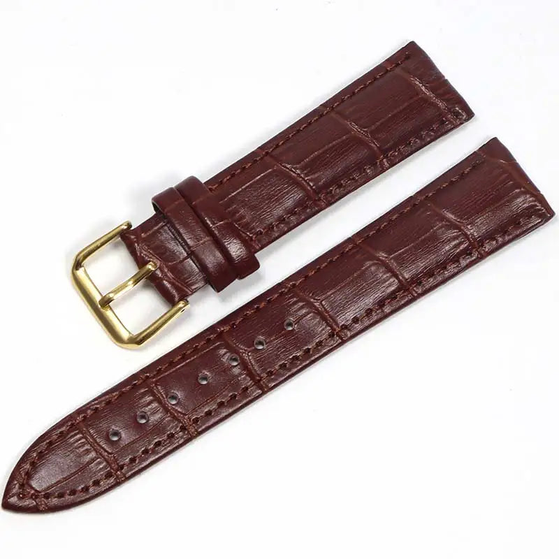 Genuine Leather Watch Strap with Steel Pin Buckle (12-24mm)