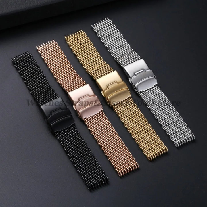 Shark Mesh Steel Watch Strap – 18–24mm for Seiko & Omega, Sport/Diving