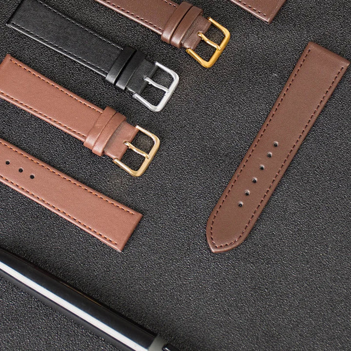 Black & Brown PU Leather Watch Strap (12–22mm)