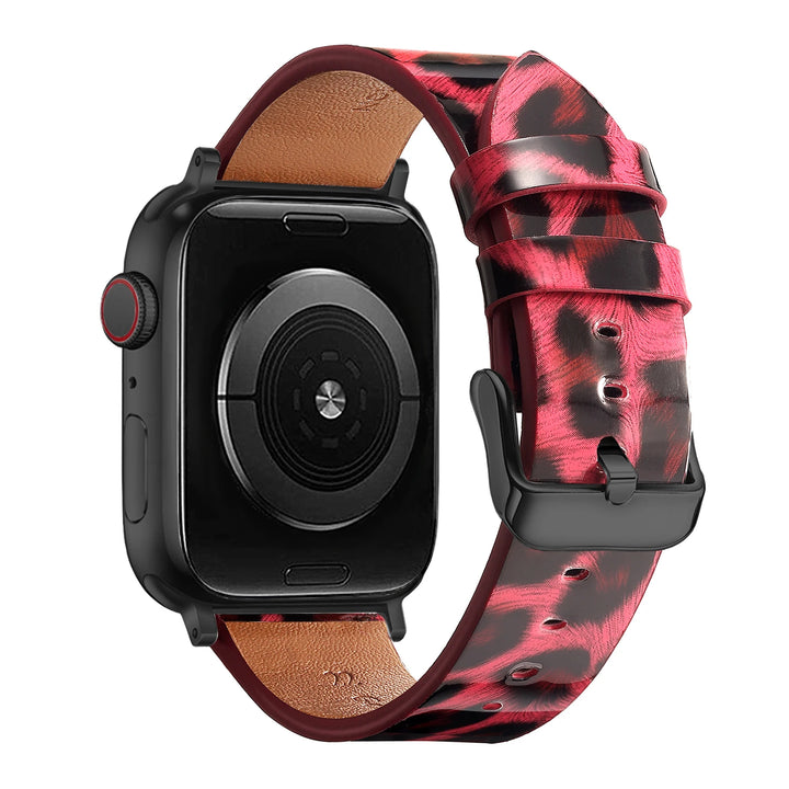 Leopard Leather Apple Watch Band for Women 38–49mm