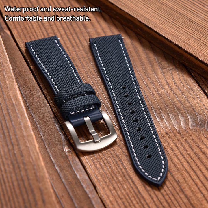 18/20/22/24mm FKM Rubber Watch Strap Quick Release Sailcloth Leather Watch Bands For Omega Seiko Tissot Watch Belt Accessories