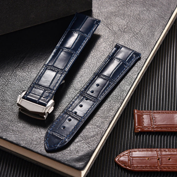 Calfskin Leather Watch Strap 19mm20mm 21mm 22mm For Omega 007 Seamaster 300 De ville AT150 Commander Folding Buckle Bracelet Men