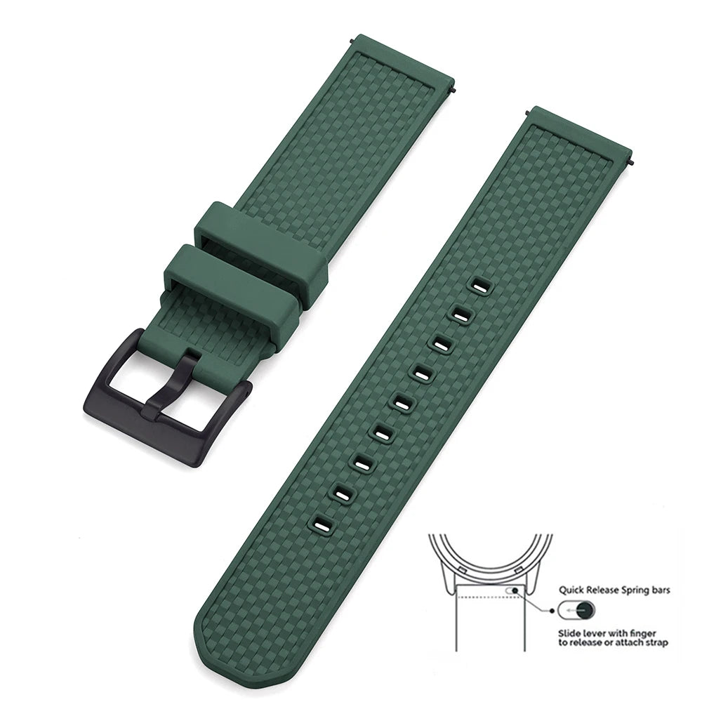 Premium Grade FPM/FKM Watch Strap 18mm 20mm 22mm New Design Fluoro Rubber Watchbands Quick Release For Each Brand Smart Watches