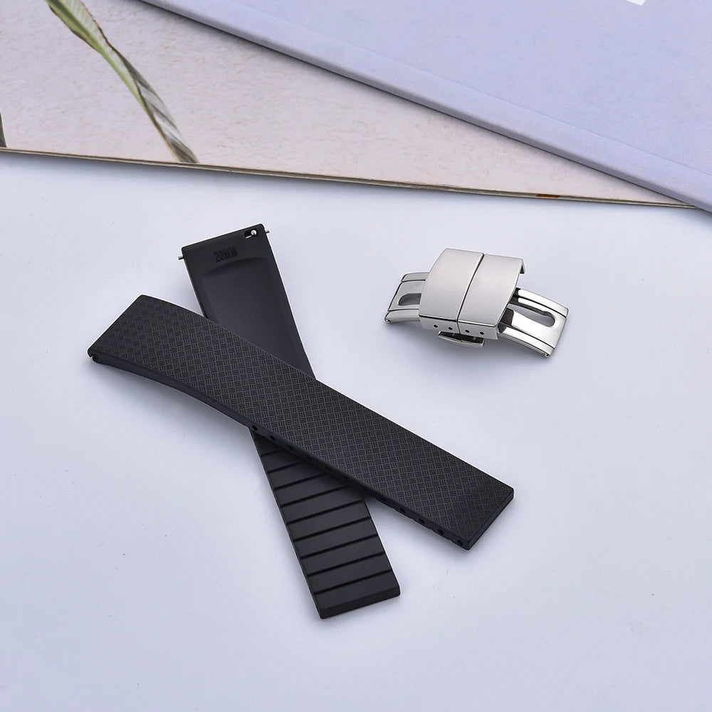 High-Quality CTS FKM Rubber Watch Strap – 18–22mm Quick Release with Spring Clasp, Diver Colors