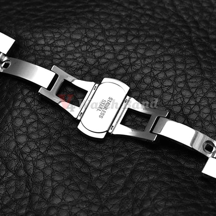 Curved End Stainless Steel Watch Strap – 12-24mm with Butterfly Clasp for Tissot