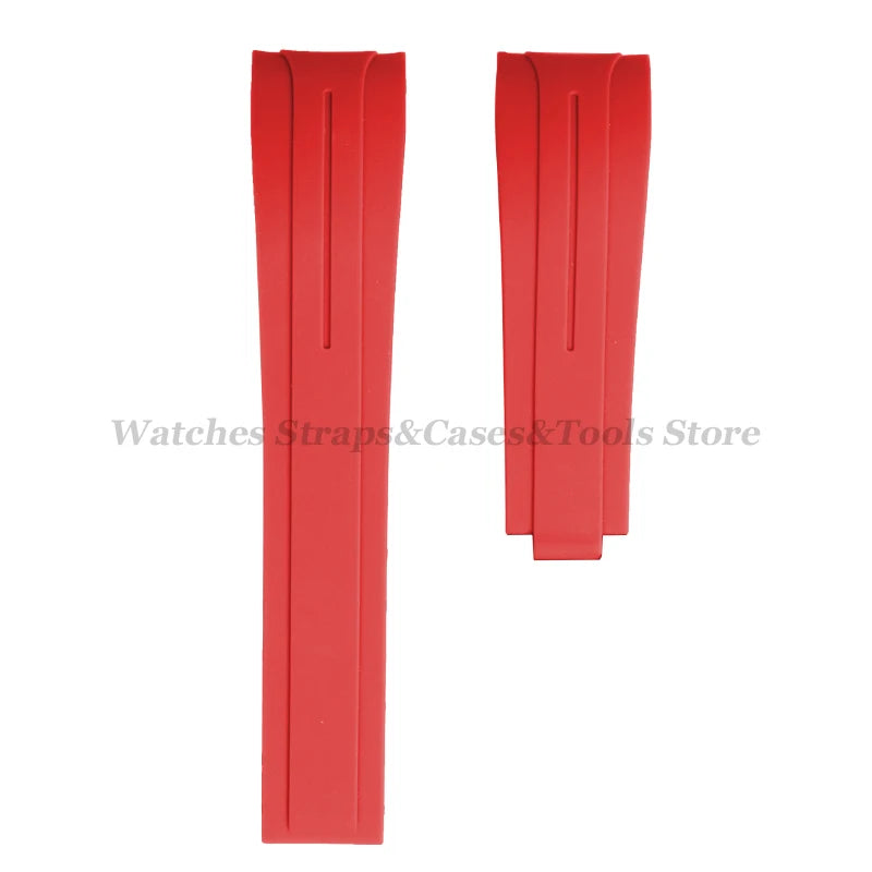 Curved End Silicone Rubber Watch Band 20–22mm for Rolex Water Ghost