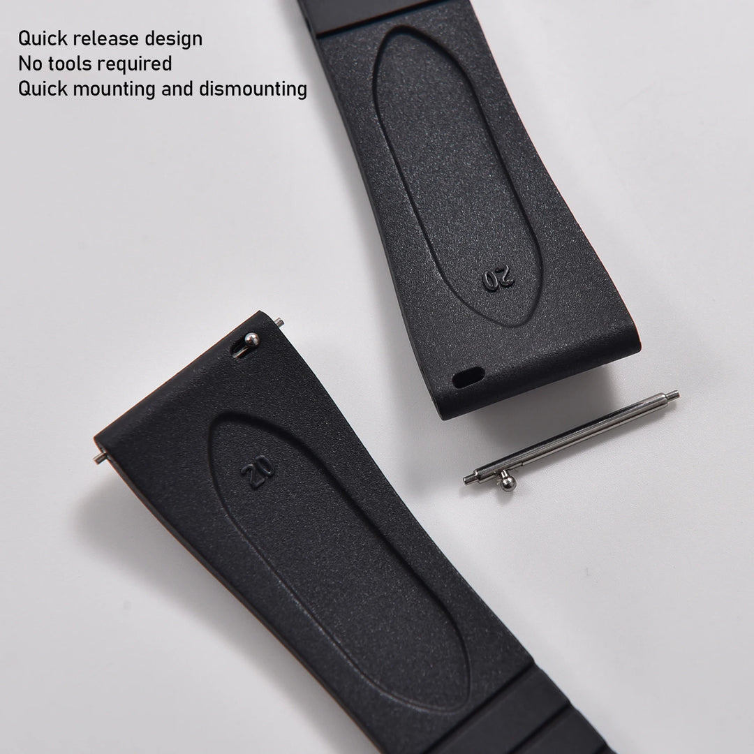 NATOBELT CTS FKM Rubber Watch Band Strap 16mm 18mm 19mm 20mm 21mm 22mm Quick Release Butterfly Cut-to-Size Sweatproof Waterproof