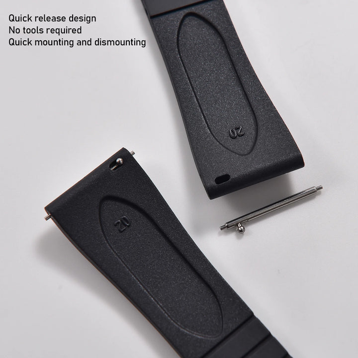 NATOBELT CTS FKM Rubber Watch Band Strap 16mm 18mm 19mm 20mm 21mm 22mm Quick Release Butterfly Cut-to-Size Sweatproof Waterproof