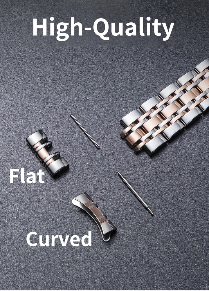 Stainless Steel Watch Strap for Tissot – 14–20mm, Silver & Rose Gold