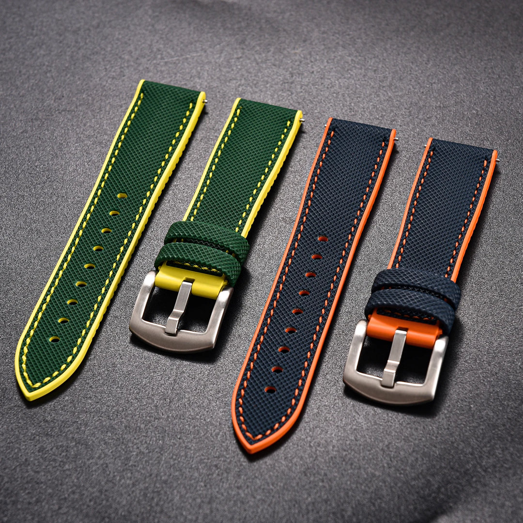 18/20/22/24mm Universal FKM Rubber Strap Waterproof Quick Release Sailcloth Leatehr Watch Band For Longines Seiko Omega IWC Belt