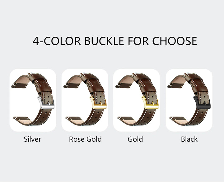 Top Grain Genuine Leather Quick Release Watch Band 20–22mm for Samsung Galaxy Watch