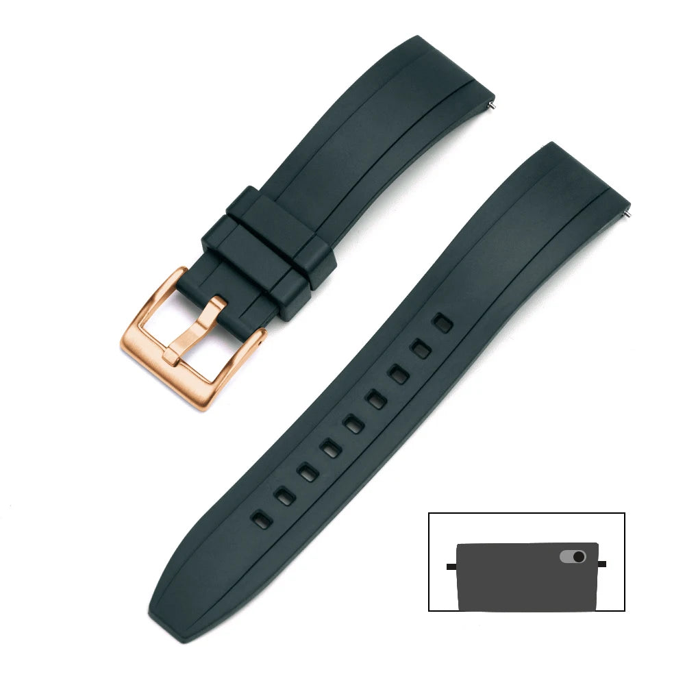 Premium Grade Vulcanized FKM Rubber Watch Strap 18mm 19mm 20mm 21mm 22mm 23mm 24mm Quick Release Watchbands