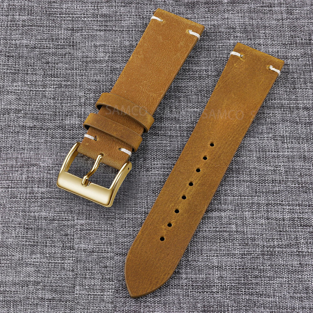 Vintage Top-Grain Leather Watch Strap (18–24mm)