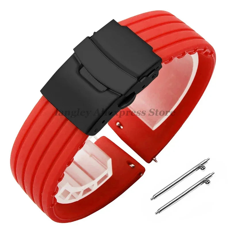 18mm 20mm 22mm 24mm Quick Release Silicone Watchband for Huawei Watch GT4/GT3 46mm for Seiko for Omega for Fossil Rubber Straps