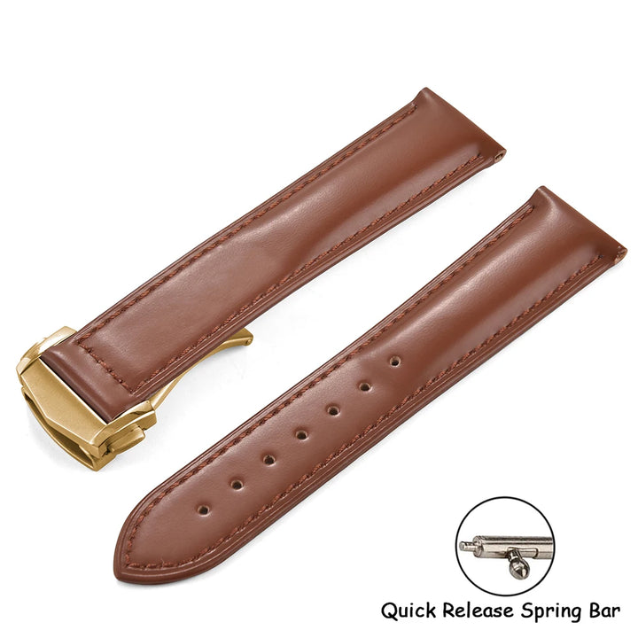 Cowhide Leather Strap Folding Buckle 19mm 20mm 21mm 22mm for Omega Seamaster Universal Leather Watch Band Watch Accessories Men