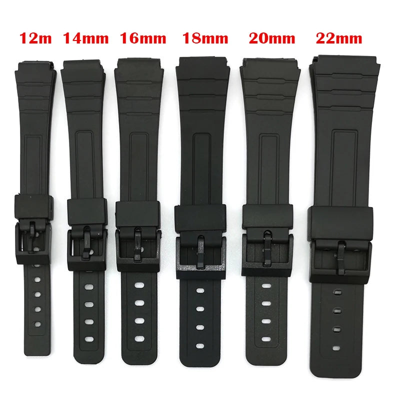 Silicone Watch Strap for Casio – 12–22mm, W800H/F91W/AE1200 Series