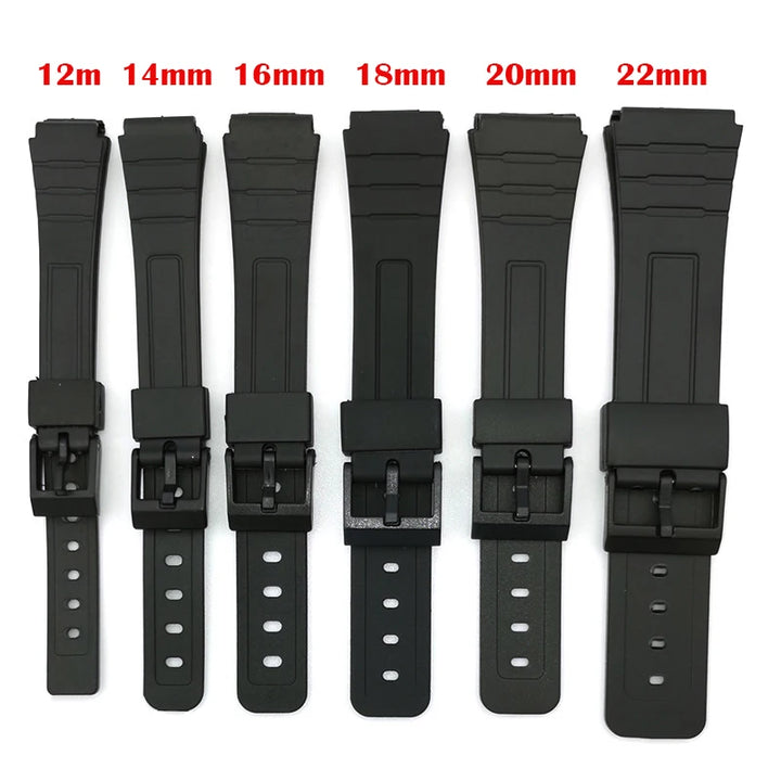 Silicone Watch Strap for Casio – 12–22mm, W800H/F91W/AE1200 Series