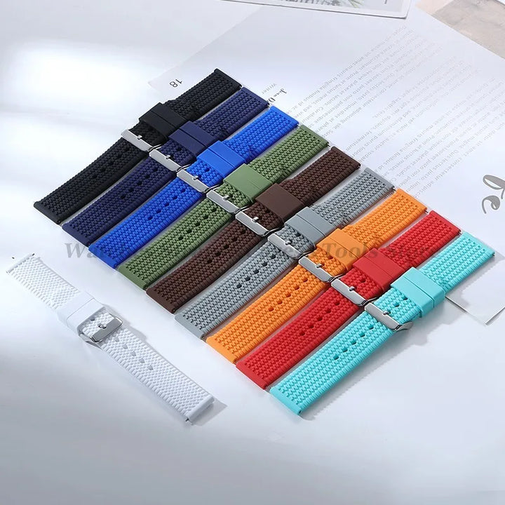 Soft Silicone Rubber Watch Band 18–24mm for Omega & Huawei (Quick