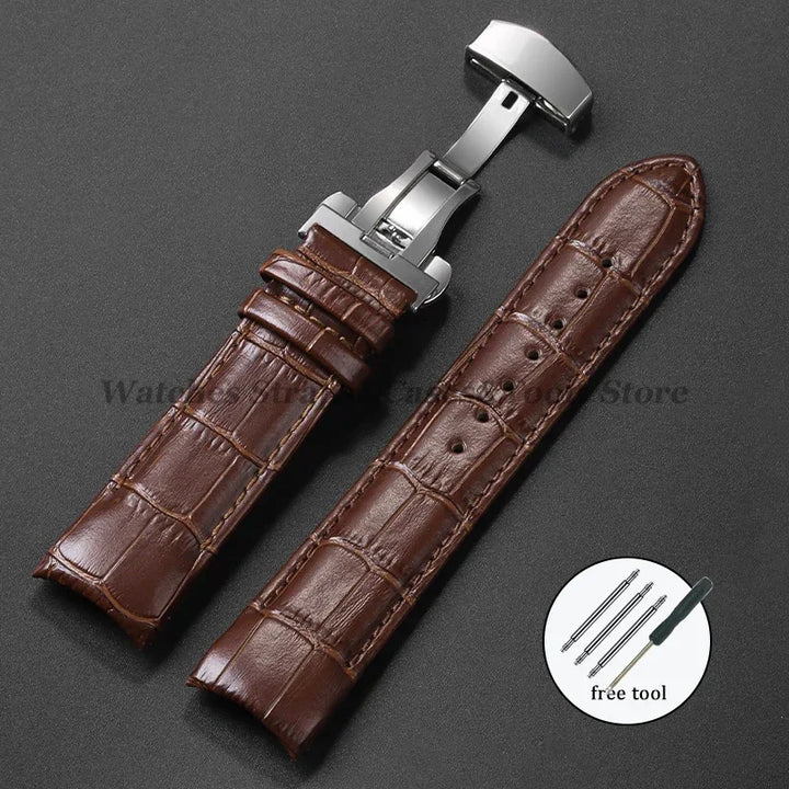 Calfskin Strap For Tissot T035 627/407/617 Genuine Leather Watch Band 22mm 23mm 24mm Butterfly Buckle Men Curved End Replacement