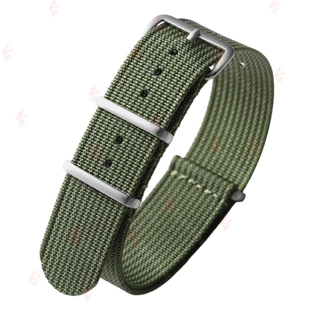 Ribbed Nylon Watch Band 18–22mm (Military Style)