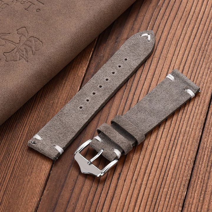 Vintage Suede Leather Watch Strap – 20-22mm Quick Release