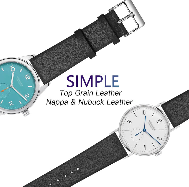 Genuine Leather Minimalist Thin Elegant Apple Watch Band 12–22mm (Soft Wrist Bracelet)