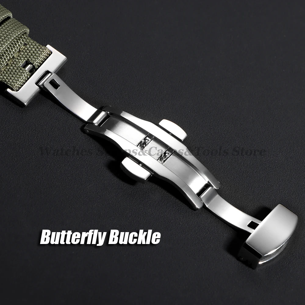 Sailcloth Nylon Watch Strap – 20-22mm Butterfly Buckle