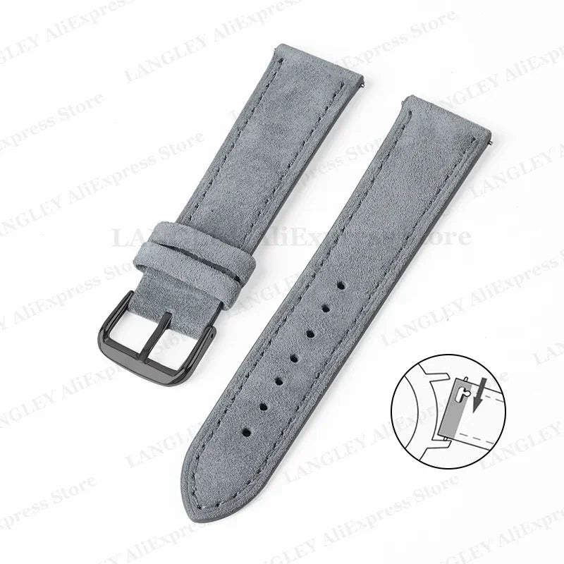 Vintage Suede Leather Watch Strap – 18/20/22mm, Quick Release