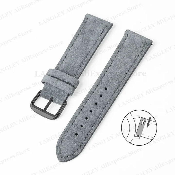 Vintage Suede Leather Watch Strap – 18/20/22mm, Quick Release