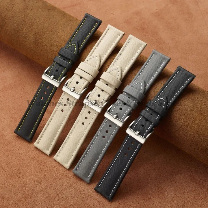 18mm 19mm 20mm 21mm 22mm Premium Sailcloth Watch Band for Omega for Seiko Divers Stitching Quick Release Army Green Sport Straps