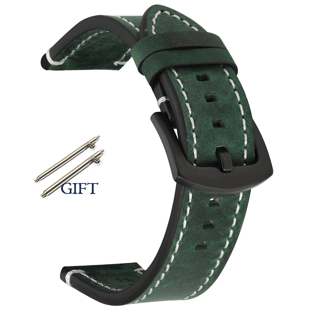 18mm 19mm 20mm 21mm 22mm 24mm Straps Retro Cowhide Watchband for Huawei Gt2/Gt3 Belt Black Yellow Brown Strap for Samsung Galaxy