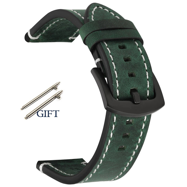 18mm 19mm 20mm 21mm 22mm 24mm Straps Retro Cowhide Watchband for Huawei Gt2/Gt3 Belt Black Yellow Brown Strap for Samsung Galaxy