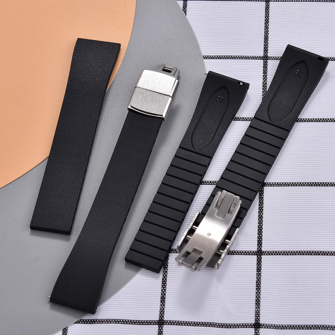 NATOBELT CTS FKM Rubber Watch Band Strap 16mm 18mm 19mm 20mm 21mm 22mm Quick Release Butterfly Cut-to-Size Sweatproof Waterproof