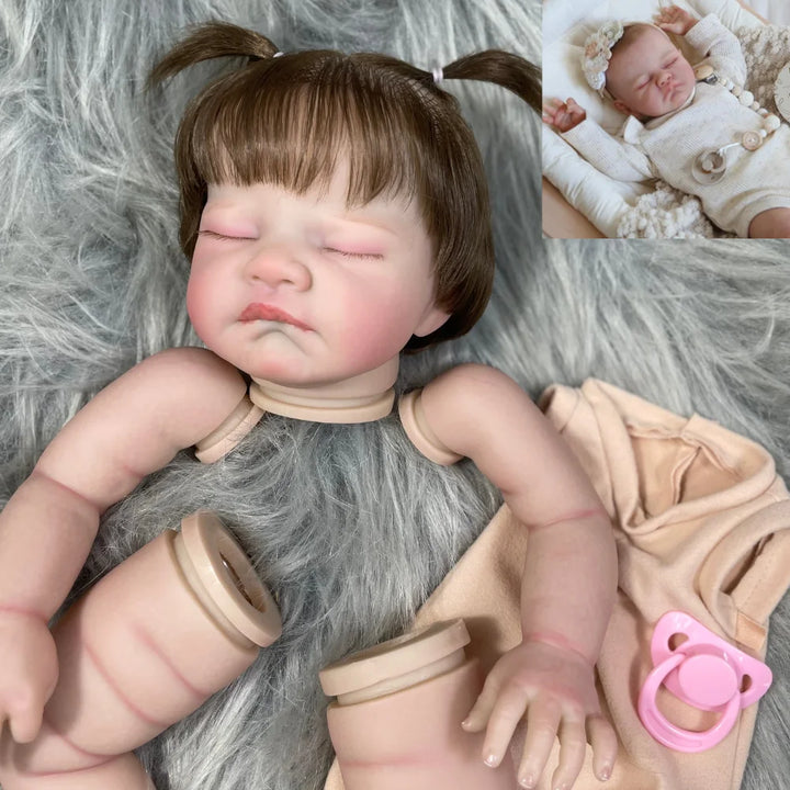 19″ Painted Vinyl Reborn Doll Kit “August” – Sleeping with Rooted Hair & 3D Skin