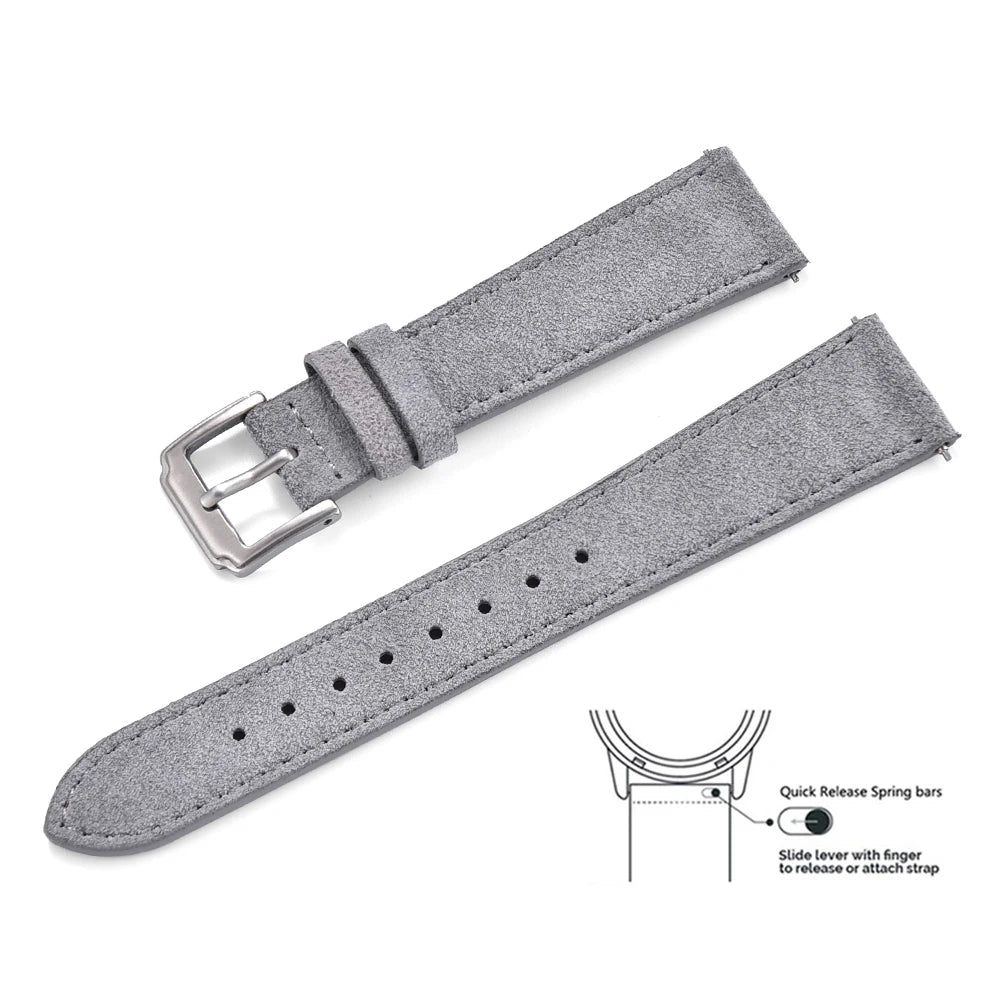 Premium Grade Quick Release Suede Leather Watch Strap Vintage Classic Leather Watchbands 18mm 19mm 20mm 22mm