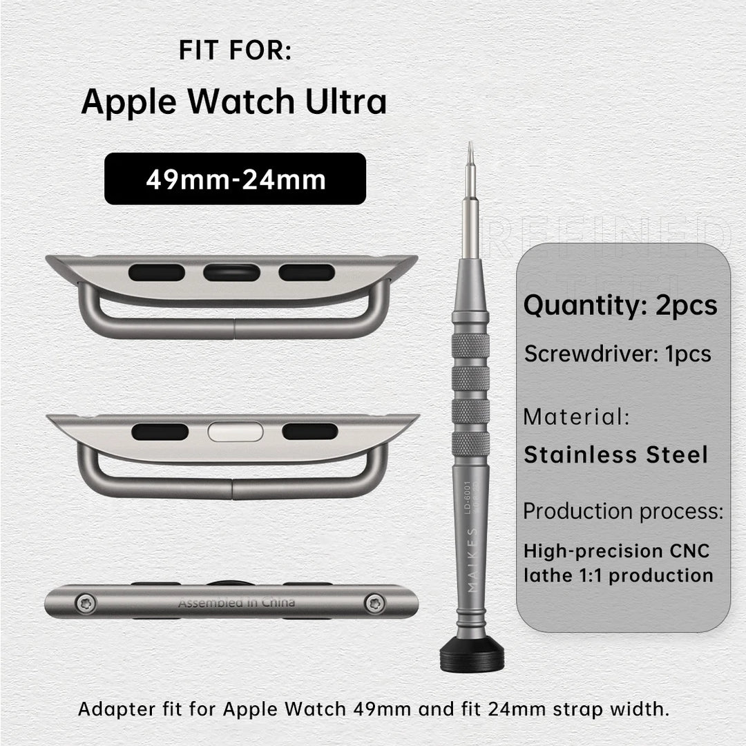 2pcs Stainless Steel Adapter For Apple Watch Ultra 2 49mm Strap, Series 9 8 7 SE 45mm 44mm 41mm 40mm Apple Watch Band Connector