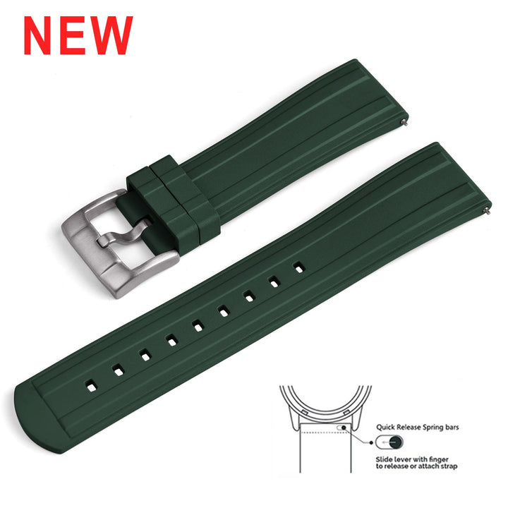 Original New Design Frosted Grain HNBR Rubber Watch Strap 20mm 22mm Locking Feature Quick Release Diving OSAND Rubber Watch Band