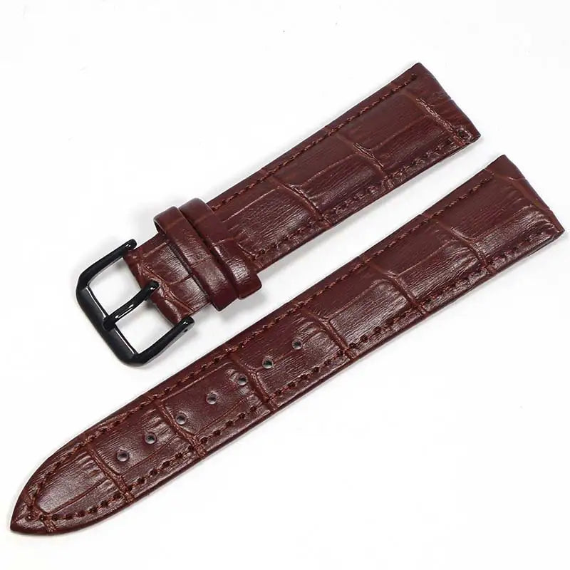 Genuine Leather Watch Strap with Steel Pin Buckle (12-24mm)