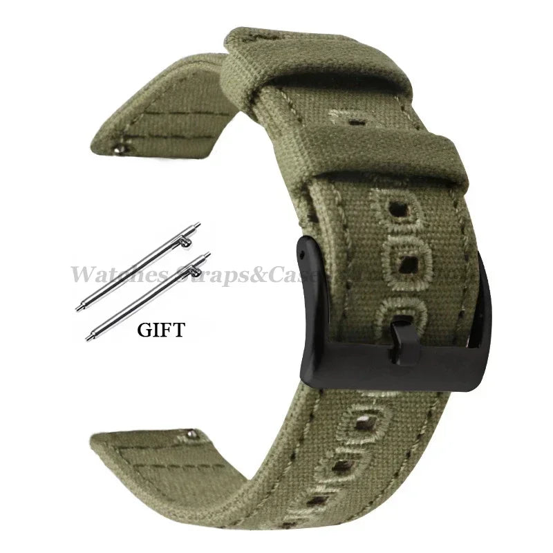 Braided Canvas Watch Strap 18–22mm