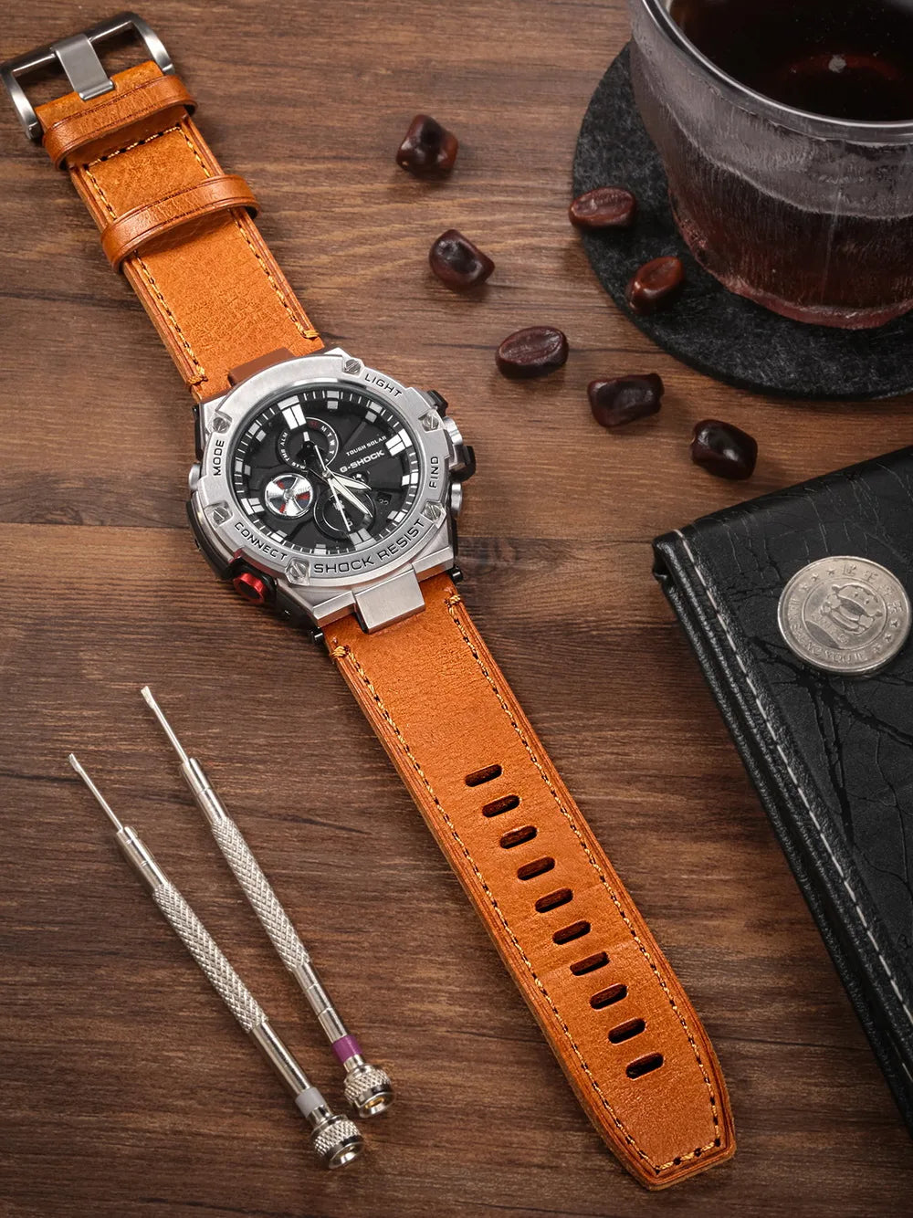 Genuine Leather Watch Strap for G-Shock GST-B100 – Soft & Fashionable