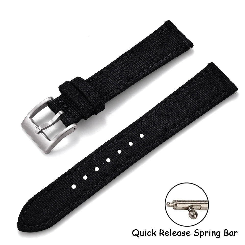 Sailcloth Leather Watch Strap – 18-22mm Quick Release