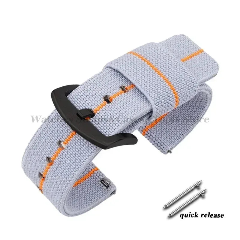 Nylon Watch Band 18mm 20mm 22mm 24mm Woven Elastic Strap for Seiko for Omega Quick Release Wristband Military Men's Sport Bands