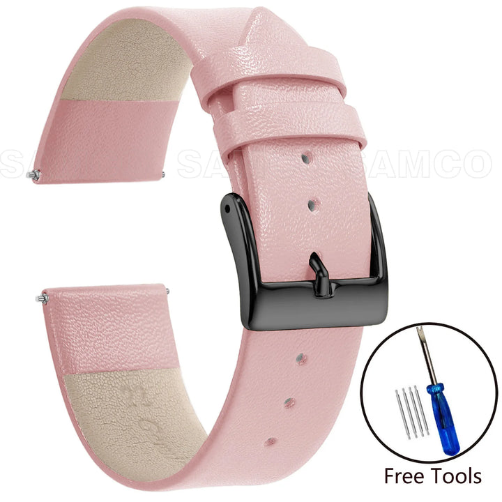 Genuine Leather Minimalist Thin Elegant Apple Watch Band 12–22mm (Soft Wrist Bracelet)