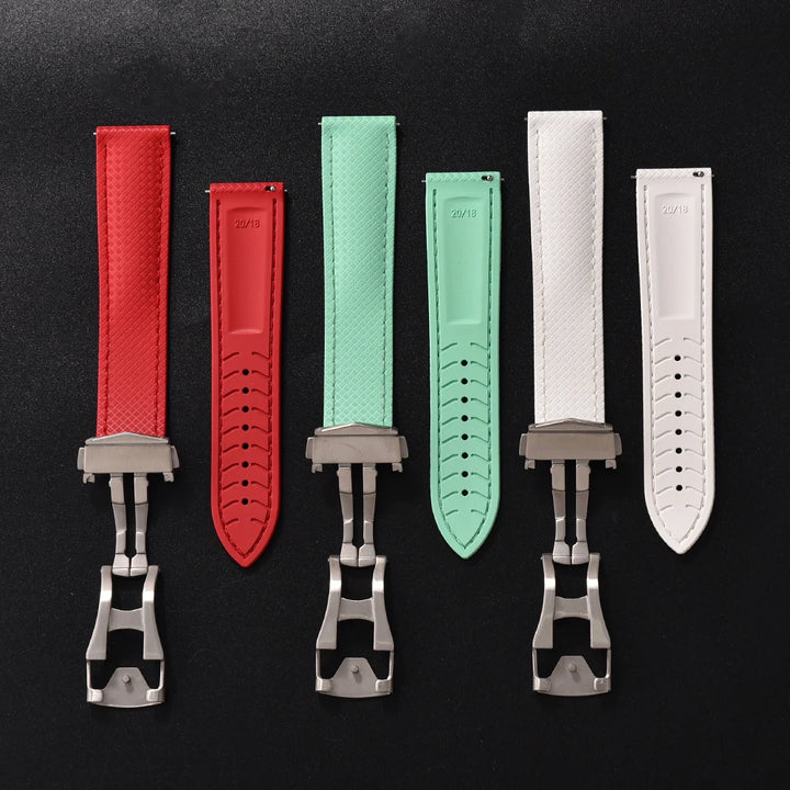 NATOBELT New Design FKM Rubber Watch Strap 20mm 22mm Folding Pin Buckle Quick Release For Omega X Swatch MoonSwatch Seiko