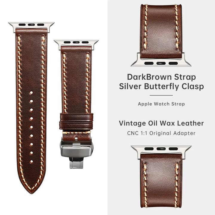 Apple Watch Luxury Cow Leather Strap For Ultra 2 49mm Band Series 9 8 7 6 5 SE 45mm 44mm 41mm 40mm Handmade Watchbands