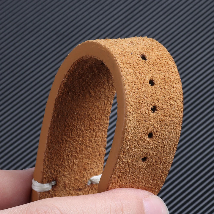 Vintage Suede Leather Watch Strap (Handmade Stitching)