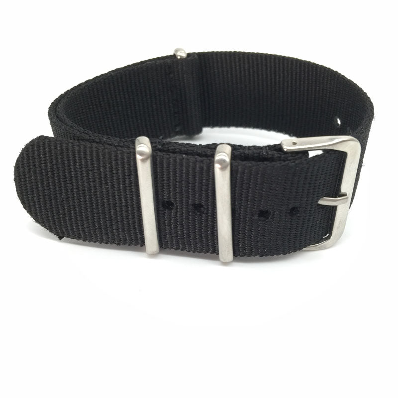 Black Woven Nylon Watch Strap 16–24mm Military Style